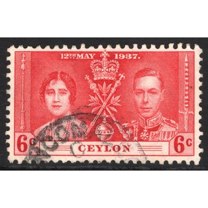 CEYLON 1937: KING GEORGE VI CORONATION - 6c USED (G21)