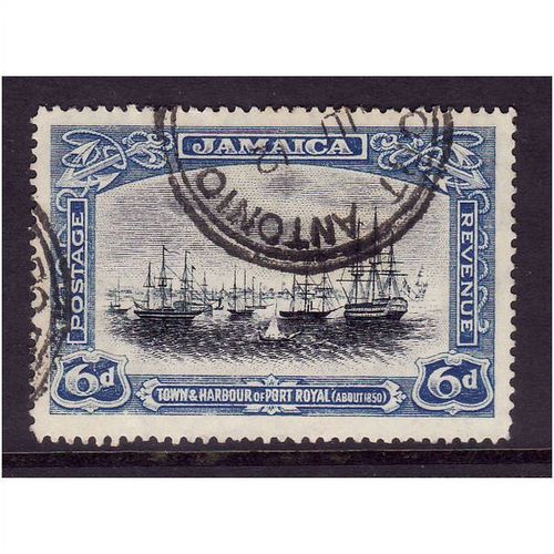 Jamaica 1921 6d Port Royal Black and Blue Sg 98 Fine used