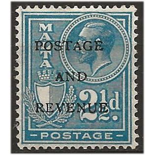 Malta 1928 SG181 2 1/2d Blue "Postage & Revenue" Mounted Mint . .. .