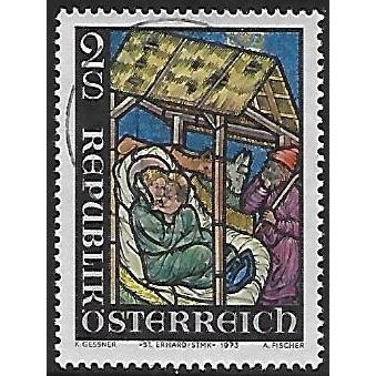 Austria Mi 1435: Gothic Stained Glass Windows Depicting the Birth of Christ.