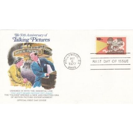 United States 1977 Talking Pictures FDC Hollywood Cancel unaddressed VGC