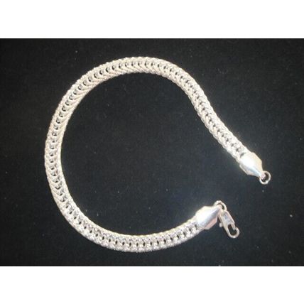 Smart 14g silver plated 9" flat snake chain bracelet 230mm