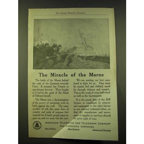 1918 American Telephone and Telegraph Company Ad - The miracle of the Marne