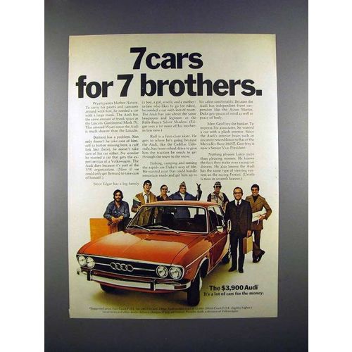 1972 Audi Car Ad - 7 Cars for 7 Brothers!