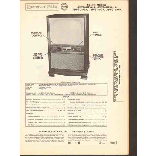 AIRLINE model 35WG-317xx TV television receiver Sams Photofact manual