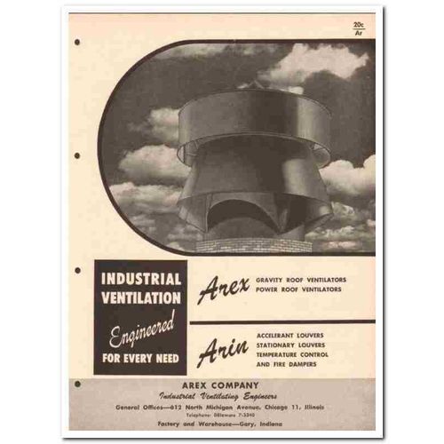 AREX COMPANY 1958 industrial ventilation louvers roof vintage catalog