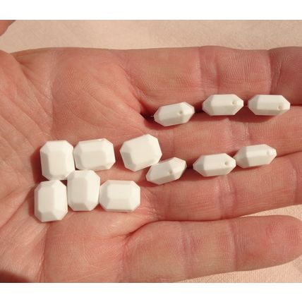 12 Swarovski Chalkwhite Rectangle Glass Beads 12.5 x 10mm #5105 Chalk White 107