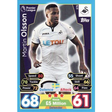 Match Attax 2017/2018 275 Martin Olsson Swansea City