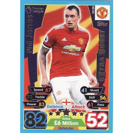 Match Attax 2017/2018 Extra UC20 Phil Jones Manchester United