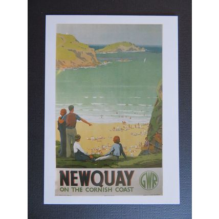 Newquay, Cornwall, Great Western Railway Repro Poster Postcard