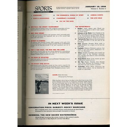 January 16, 1956 MIKE SOUCHAK Golf Sports Illustrated THE BING CROSBY TOURN. VG
