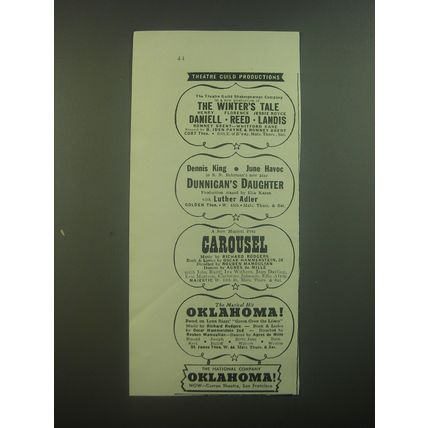 1946 Theatre Guild Productions Ad - The Winter's Tale, Dunnigan's Daughter