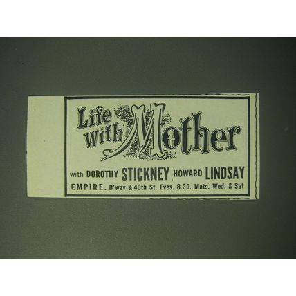 1948 Life With Mother Play Advertisement - Dorothy Stickney Howard Lindsay