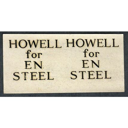 Two 1950s Howell for EN Steel, Water-Slip Transfer label