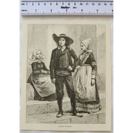 Vintage engraving: Breton Peasants