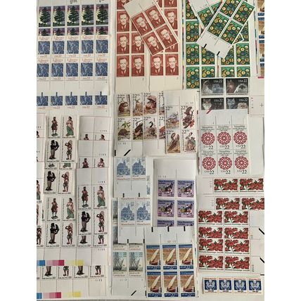 US 22c Stamp Lot Plate Blocks Strips Folk Art Cats Animals Flags Mint Lot MNHOG
