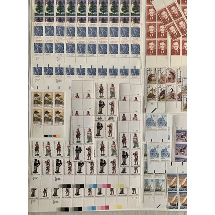 US 22c Stamp Lot Plate Blocks Strips Folk Art Cats Animals Flags Mint Lot MNHOG