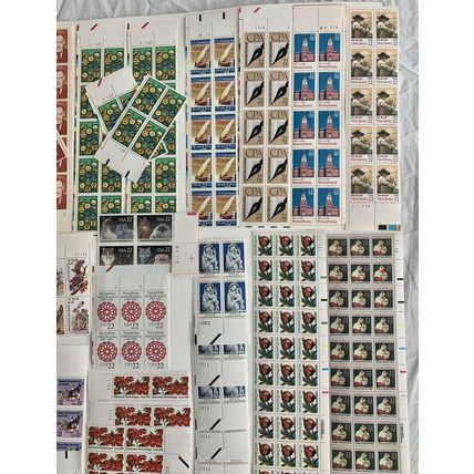 US 22c Stamp Lot Plate Blocks Strips Folk Art Cats Animals Flags Mint Lot MNHOG