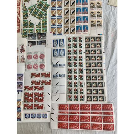 US 22c Stamp Lot Plate Blocks Strips Folk Art Cats Animals Flags Mint Lot MNHOG