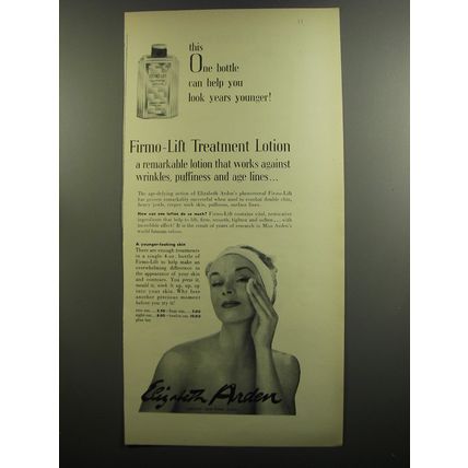 1952 Elizabeth Arden Firmo-Lift Treatment Lotion Ad - This one bottle can help