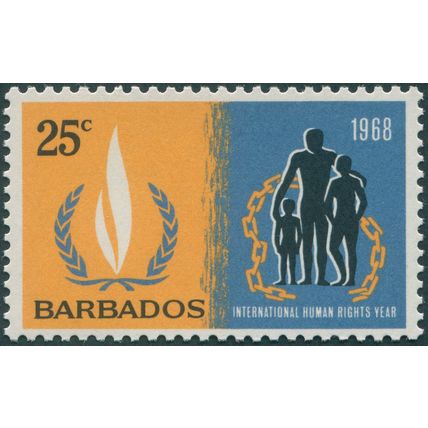 Barbados 1968 25c Human Rights Year SG379 MNH