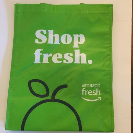 New Amazon Fresh 2 Pocket 15'' x 12'' x 6'' Reusable Shopping Bag