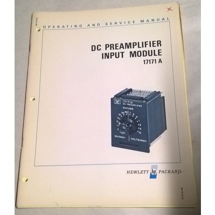 Hewlett Packard HP 17171A DC Preamplifier Input Modul Operating & Service Manual