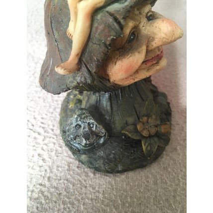 Mythical and Magical Fairy On Goblin Faced Toadstool Figurine Indoor or Outdoor