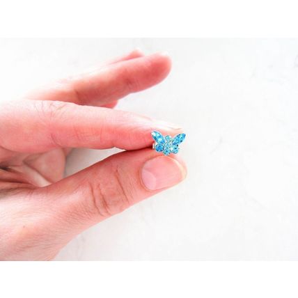 Extra tiny mini silver butterfly crystal hair barrette clip bridal clip bridal