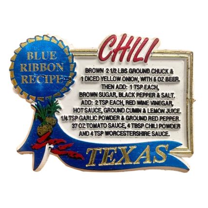 Texas Chili Blue Ribbon Recipe Fridge Magnet