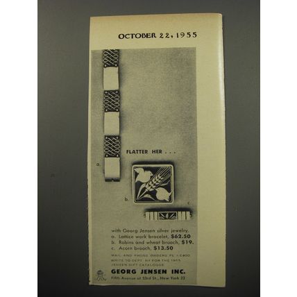 1955 Georg Jensen Jewelry Ad - Flatter her
