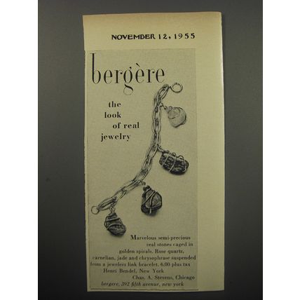 1955 Bergere Bracelet Ad - Bergere the look of real jewelry