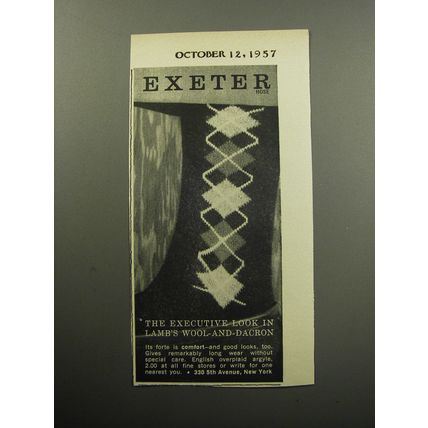 1957 Exeter Hose Advertisement - The executive look in Lamb's wool-and-dacron
