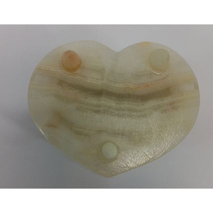 Alabaster Hand Carved Marble Heart Shaped Jewelry Trinket Box - 4 1/2"