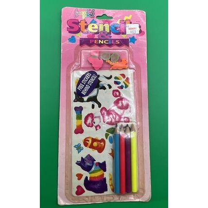 A Super Rare Vintage Lisa Frank Stencil & Pencils Collection w/Stickers So Cute!