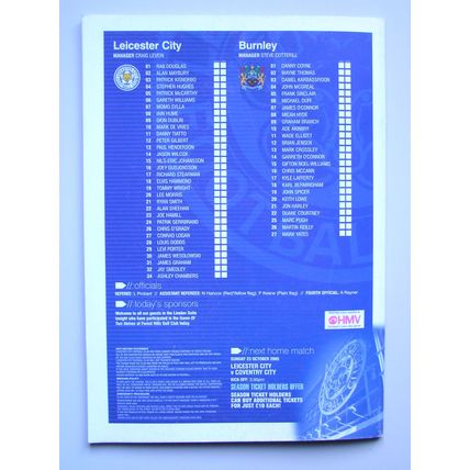 LEICESTER CITY v BURNLEY Championship 18/10/2005