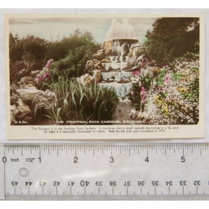 vintage postcard The Fountain, Rock Gardens, Southsea