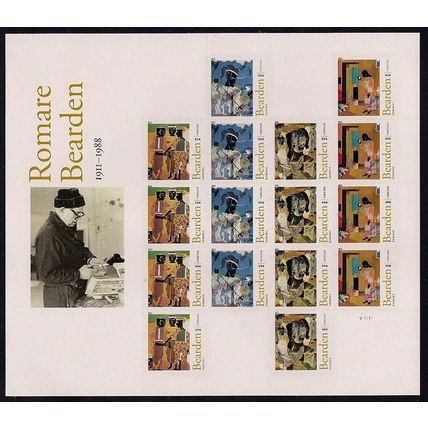 Romare Bearden American Artist Sheet of 16 Current Rate Stamps Scott 4566-69