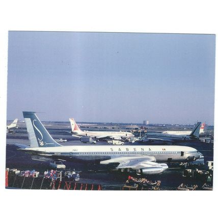 BOEING 707 AIRCRAFT SABENA AIR AT NEW YORK AIRPORT CARD NO W102