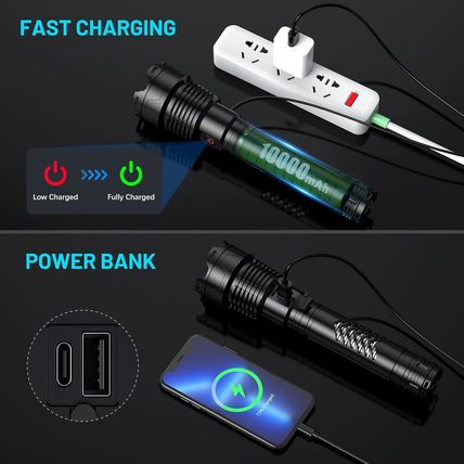 Rechargeable LED Flashlights 3600000 High Lumens, Super Bright Flashlight with I