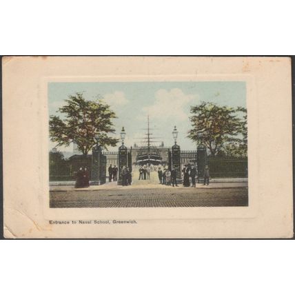 Entrance to Naval School, Greenwich, 1909 - Daniell Bros Postcard