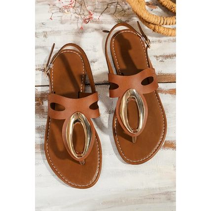 Camel Retro Hollow Out Open Toe Leather Sandals