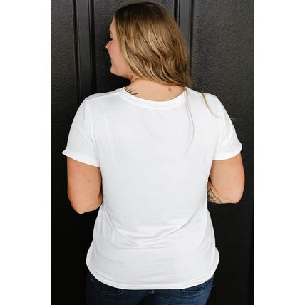 White Sequin American Flag Star Pattern Plus Size Tee