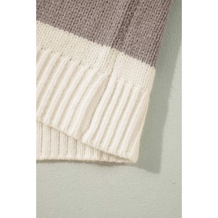 Simply Taupe Colorblock Loose Pullover Sweater