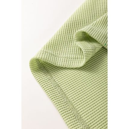 Mint Green Striped Patchwork Textured Colorblock 3/4 Sleeve Knit Top