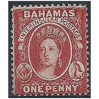 Bahamas 1863 SG33x 1d Scarlet-Vermillion Wmk REV MNG