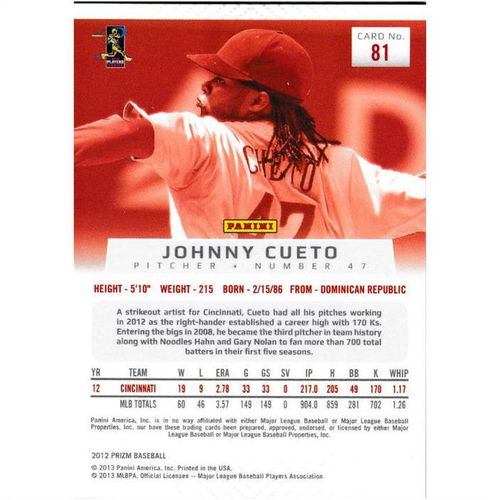 2012 Panini Prizm - #81 - Johnny Cueto