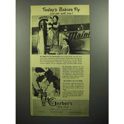 1946 Gerber's Baby Food Ad - United Air Lines