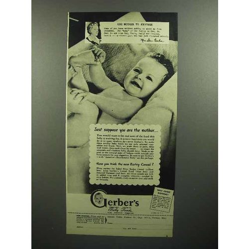 1946 Gerber's Baby Food Ad - Suppose You Are the Mother