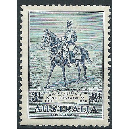 Australia 1935 SG157 3d Blue Silver Jubilee Mounted Mint . ..